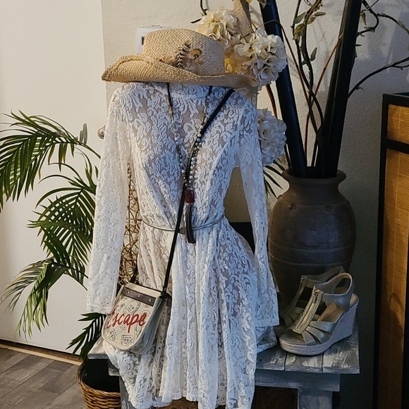 TODAY FREE PEOPLE SHEER LACE MIDI SP DRESS - Picture 5 of 17